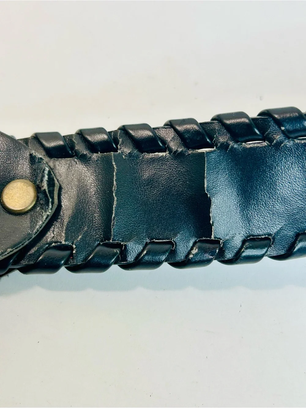 Western Rhinestone Whipstitch Belt with Orange Stones and Black Faux Leather